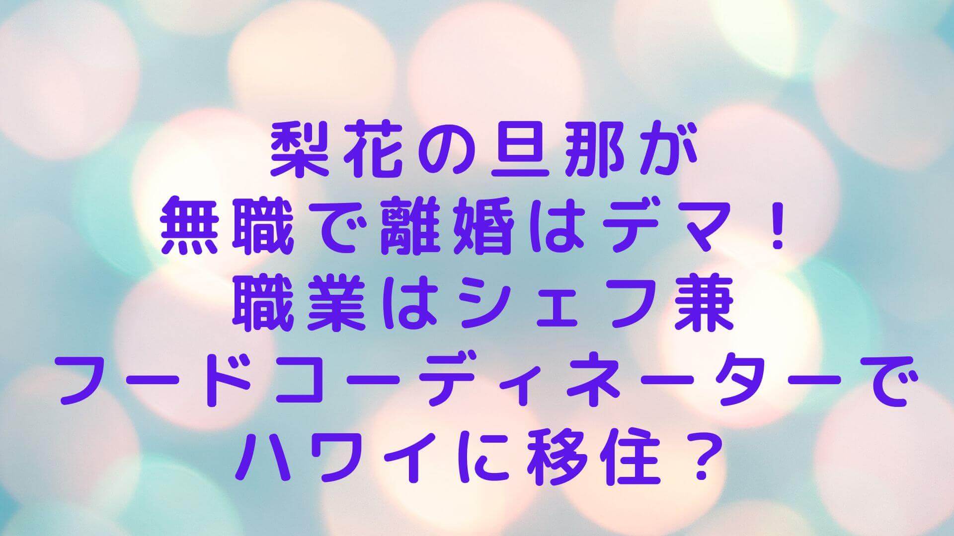 梨花の旦那が無職で離婚はデマ 職業はシェフ兼フードコーディネーターでハワイに移住 Rima Blog